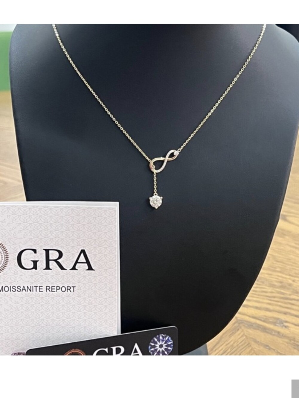 Gold Infinity Moissanite Pendant Necklace New